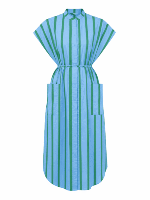 (2FOR75K)MAT MUTED BLUE BOLD STRIPE SHIRT DRESS