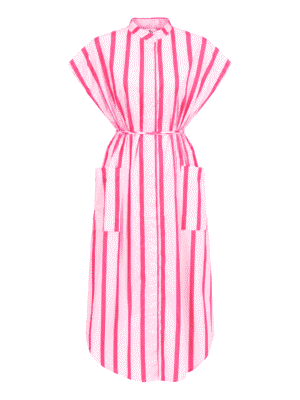 (2FOR75K)MAT PINK BOLD STRIPE SHIRT DRESS
