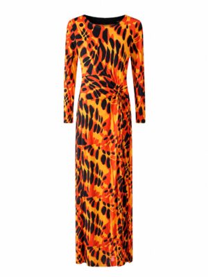 (2FOR40K) ORANGE ANIMAL PRINT MESH MAXI