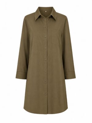 (2FOR70K)YI KHAKI KNOT BACK CUT OUT SHIRT DRESS