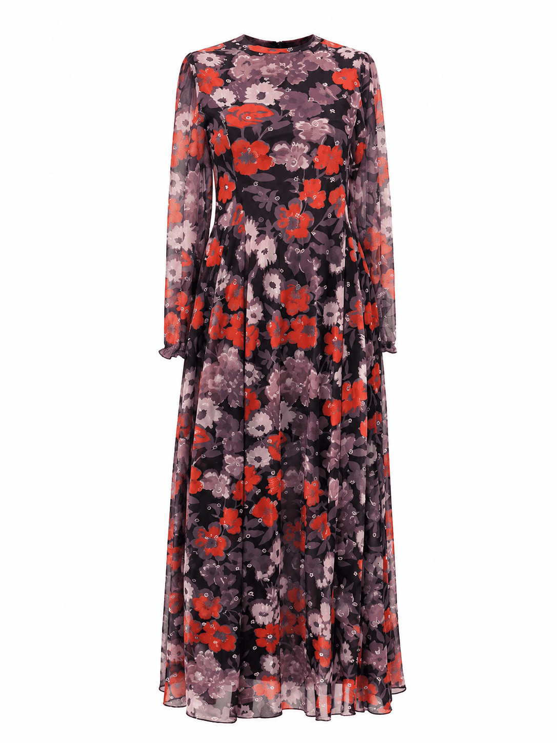 (2FOR45K)ZR 61985 COFFEE FLORAL STONED MESH MAXI DRESS