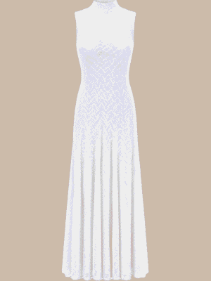 (2FOR55K)WHITE TEXTURED MESH SLEEVELESS MAXI DRESS