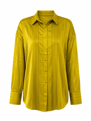 (2FOR55K)ZR OLIVE LAZERCUT SILK SHIRT