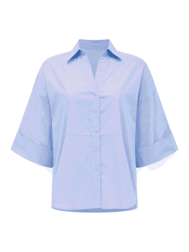 (2FOR45K)ZR MUTED BLUE BOX SLEEVE SHIRT