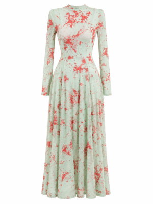 (2FOR50K)MINT X ORANGE SPLASH MESH MIDI DRESS