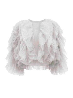 GREY TAPHETTA FUZZY FRILL TOP