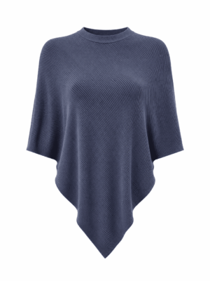 NAVY RIB BONE PONCHO SCARF TOP