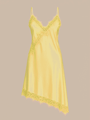 YELLOW CHANTILLY INSERT ASSYMETRIC LONG TOP