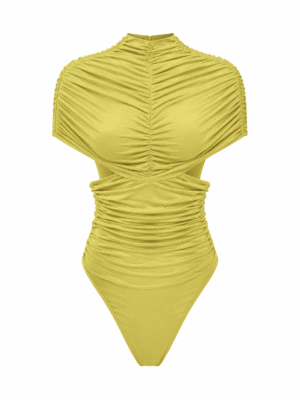 LIME MESH MID DRAPED BODYSUIT