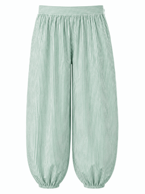 SASHES X HIDES GREEN STRIPE BALLOON PANTS