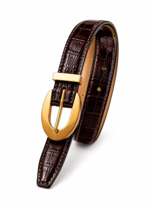 MW PLUM CROCO BRASS BUCKLE BELT
