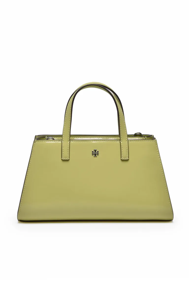 TORY BURCH EMERSON CANDY LIME PATENT MINI GRAB HANDLE TOTE