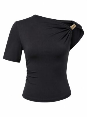 BLACK GOLD RING INSERT ILLUSION MONOSTRAP TOP