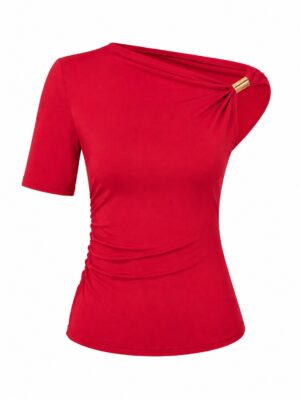 RED GOLD RING INSERT ILLUSION MONOSTRAP TOP
