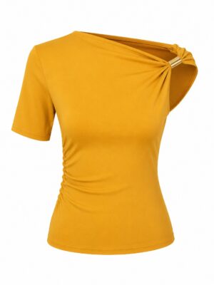 MUSTARD GOLD RING INSERT ILLUSION MONOSTRAP TOP