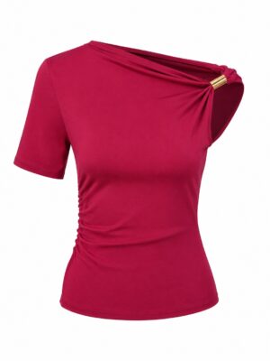 WINE GOLD RING INSERT ILLUSION MONOSTRAP TOP