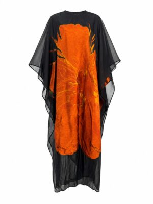 STAR BOLD ORANGE FLOWER BROCADE CAFTAN