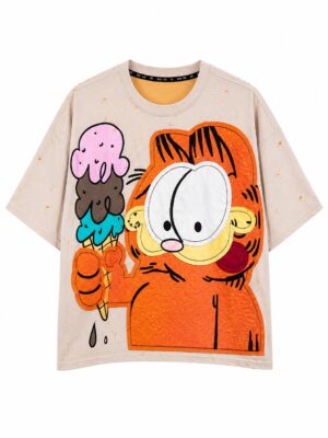 YAOCHI 3999 NUDE ORANGE CARTOON TEE