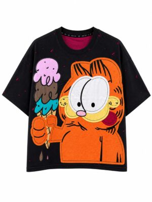 YAOCHI 3999 BLACK ORANGE CARTOON TEE