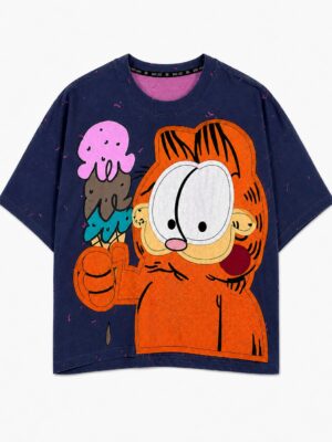 YAOCHI 3999 GREY ORANGE CARTOON TEE