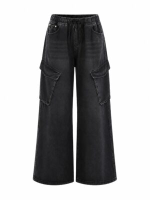 BLACK M013 OVERSIZED POCKET JEANS