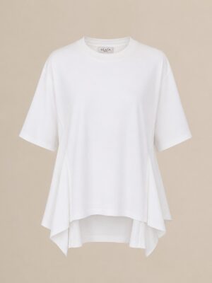 ALA WHITE FLARE SLEEVE PEPLUM TOP