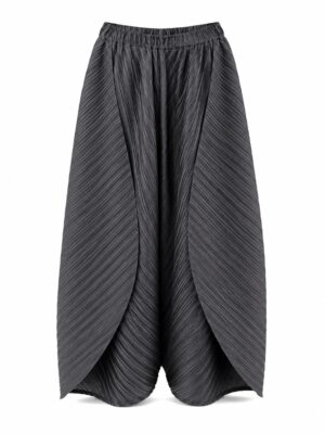 BLACK ASSYMETRIC BALLOON MIYAKI PANTS