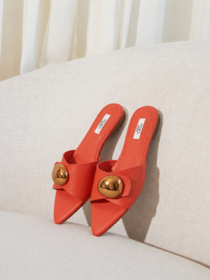 POG 58 CORAL SMOOTH BRONZE GOLD DETAIL SLIPPERS