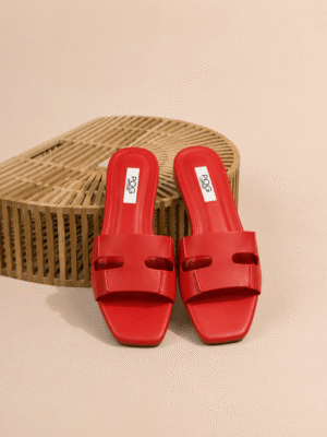 POG 780 RED SMOOTH CUT OUT DETAIL SLIPPERS
