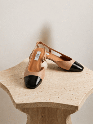 POG C125 NUDE X BLACK QUILTED SLING BACK FLATS