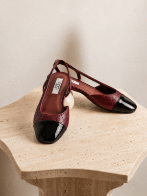 POG C125 PLUM X BLACK QUILTED SLING BACK FLATS
