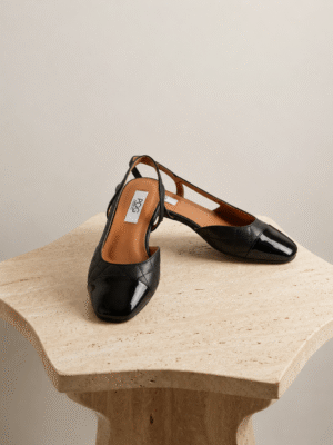 POG C125 BLACK X BLACK QUILTED SLING BACK FLATS