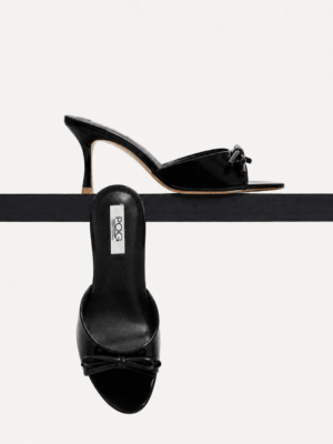 POG 198 BLACK BOW DETAIL PATENT MIDI MULES