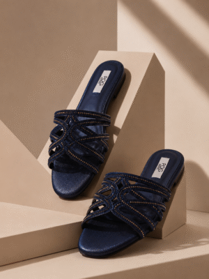 POG 1504 NAVY DIAMANTE AFTER PARTY EMBELLISHED SLIPPERS
